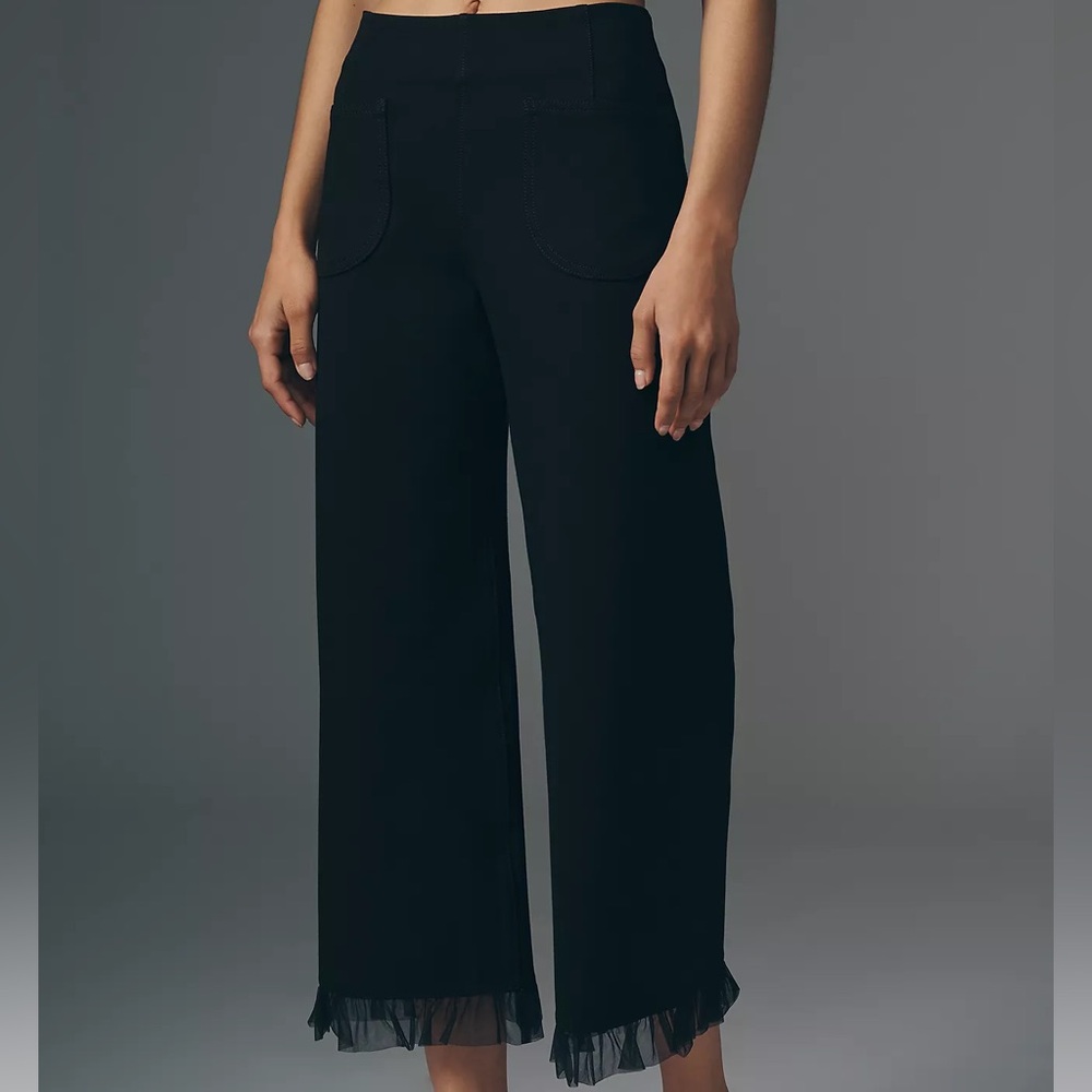 NWT Maeve Colette Tulle‎ Ruffle Crop Party Pants Black Size 23 Anthropologie